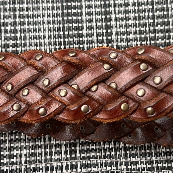John Varvatos Braided Brown Leather Belt  Hand Made in Italy Great Condition - Picture 6 of 9